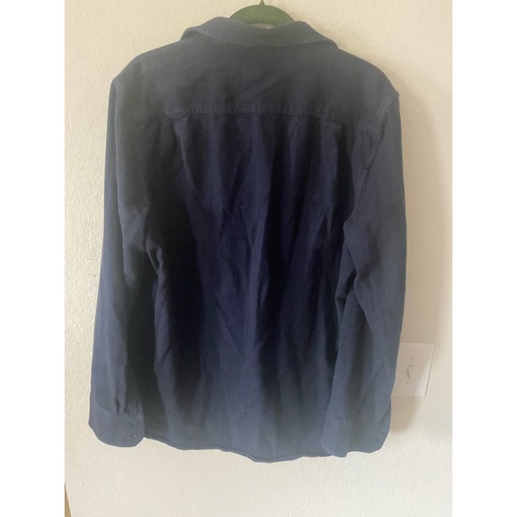 Nordstrom Men's Shop Large Navy flannel Button Up Regular fit - Picture 2 of 5